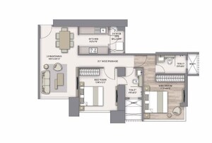 Floor Plan in 2 BHK Apartment at Piramal Aranya Ahan, Byculla – for Rent