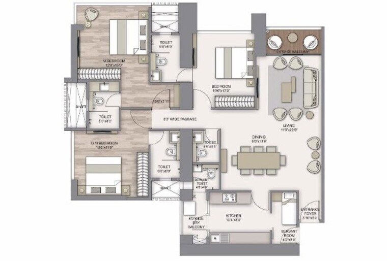 Floor Plan, piramal-aranya-ahan 2 Bedroom 1180 Sq.Ft. Apartment In Byculla Mumbai 10014906
