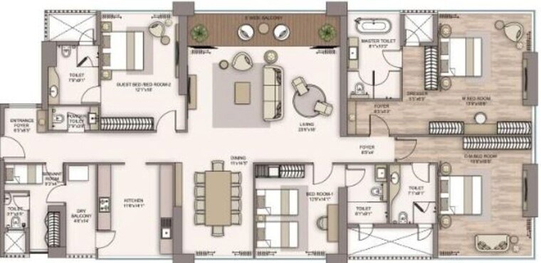 Floor Plan, piramal-aranya-ahan 2 Bedroom 1180 Sq.Ft. Apartment In Byculla Mumbai 10014906