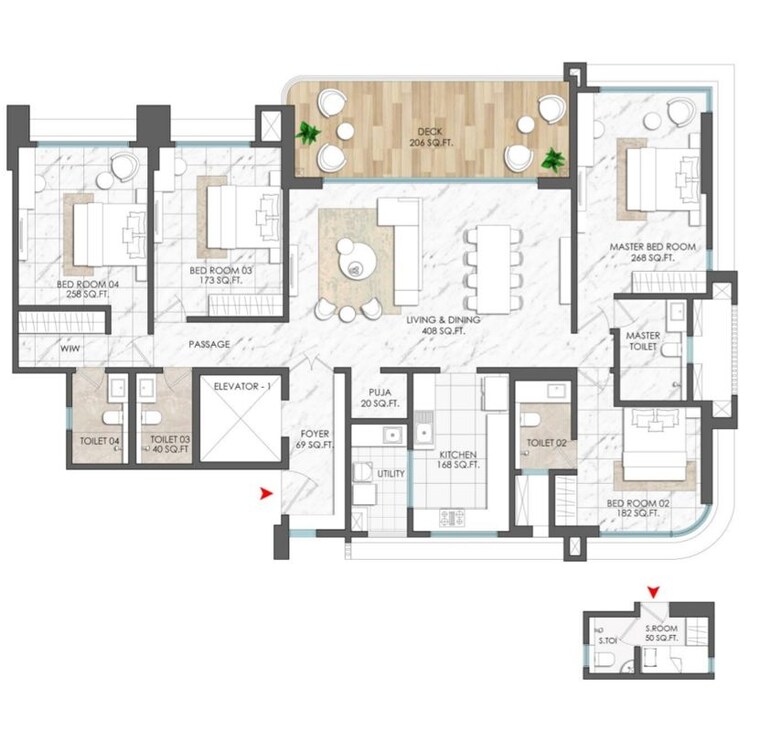 Floor Plan, lodha-palais 4 Bedroom 2023 Sq.Ft. Apartment In Kothrud Pune 10015064