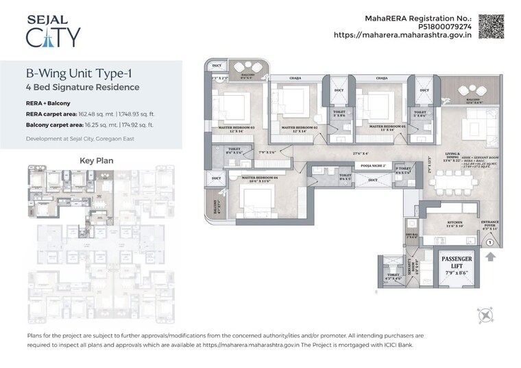 Floor Plan, goregaon east 4 Bedroom 1924 Sq.Ft. Apartment In Goregaon East Mumbai 10015091