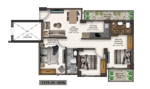 Floor Plan in 3 BHK Apartment at Advitya Homes, Sector 143 – for Sale