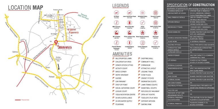 Map Location, advitya-homes 3 Bedroom 645 Sq.Ft. Apartment In Sector 143 Faridabad 9972807