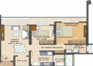 Floor Plan in 3 BHK Apartment at Spenta Palazzio, Sakinaka – for Rent