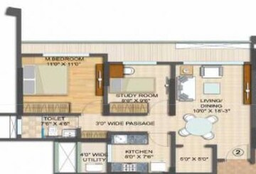 Floor Plan in 3 BHK Apartment at Spenta Palazzio, Sakinaka – for Rent