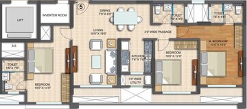 Floor Plan in 3 BHK Apartment at Spenta Palazzio, Sakinaka – for Rent