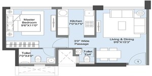 Floor Plan in 1 BHK Apartment at LnT Veridian, Powai – for Rent
