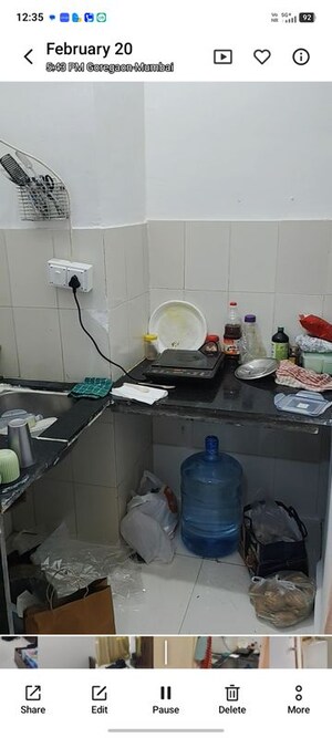 Master Bedroom in 1 RK Apartment at Aarey Colony – for Rent