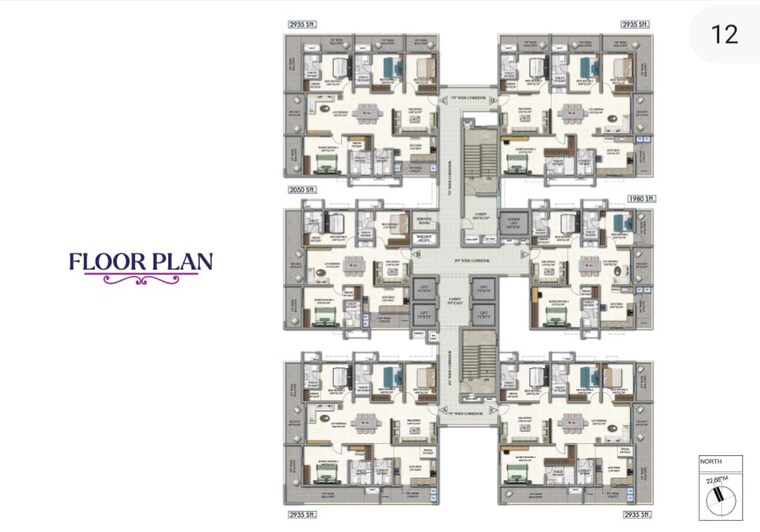 Floor Plan, jain-radhakrishna-bliss 4 Bedroom 2935 Sq.Ft. Apartment In Lb Nagar Hyderabad 10025516