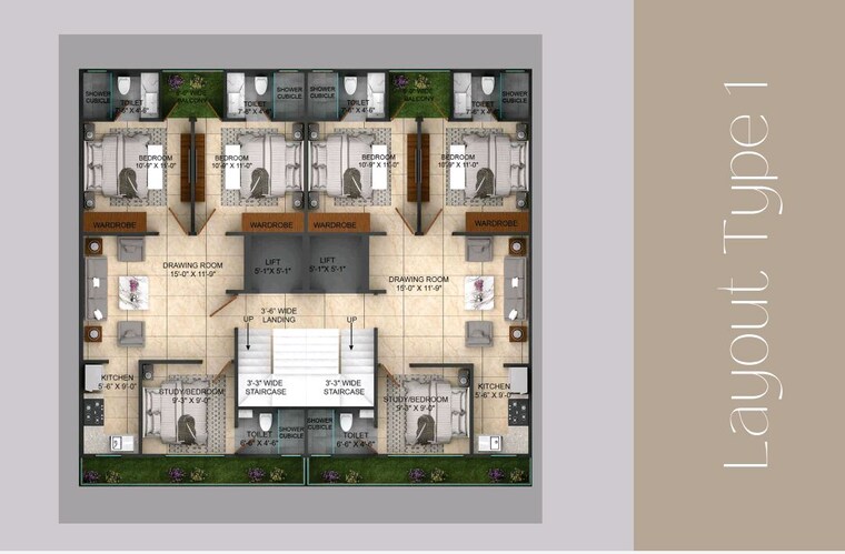 Floor Plan, orris-aanandam-ora 2 Bedroom 963 Sq.Ft. Builder Floor In Sector 93 Gurgaon 10026230
