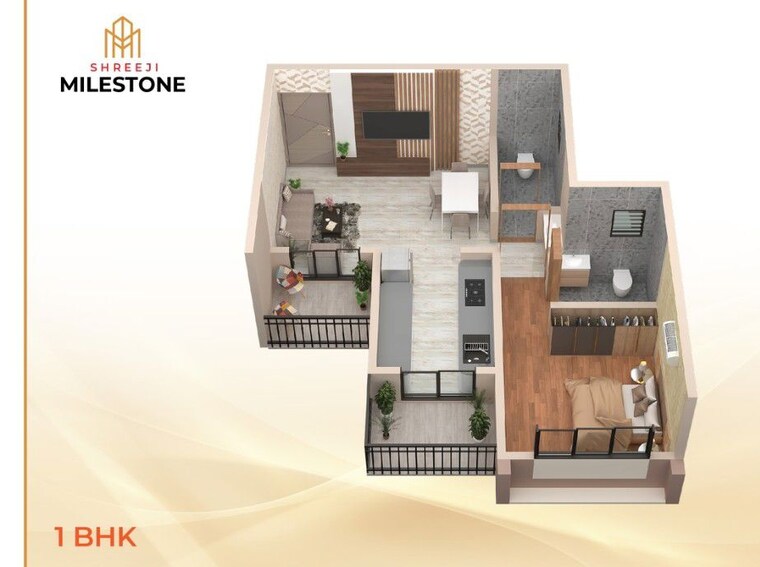 Floor Plan, deeplaxmi-shreeji-milestone 1 Bedroom 470 Sq.Ft. Apartment In Belawali Thane 10026564