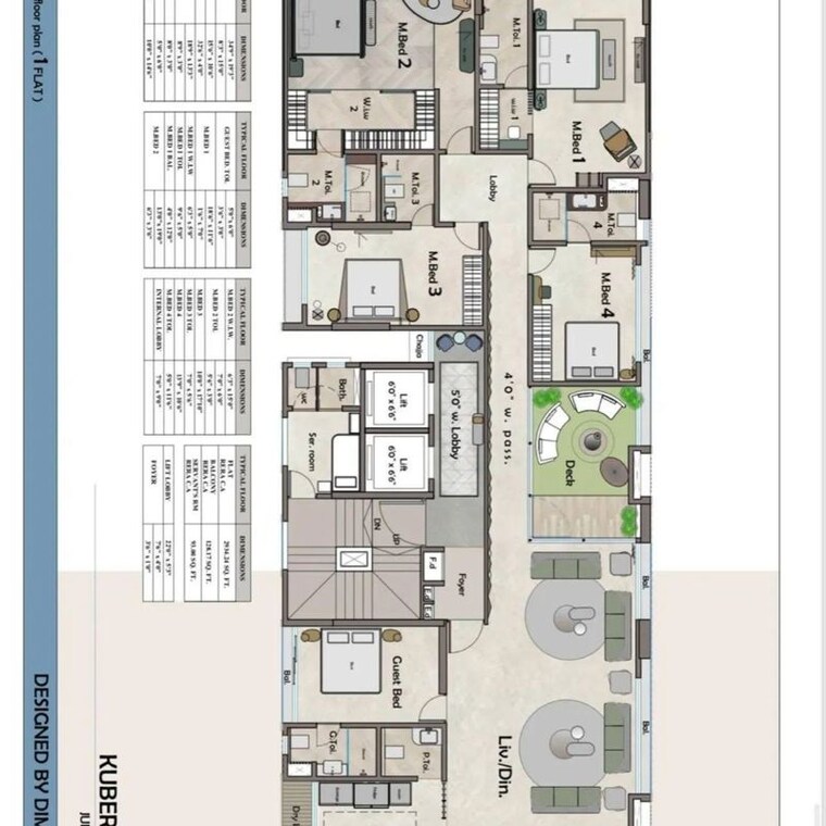 Floor Plan, juhu 4 Bedroom 3155 Sq.Ft. Apartment In Juhu Mumbai 10027546