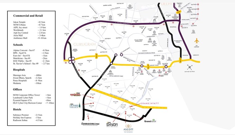 Map Location, ireo-the-corridors 3 Bedroom 1727 Sq.Ft. Apartment In Sector 67a Gurgaon 10028818