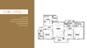 Floor Plan in 3 BHK Apartment at Ireo The Corridors, Sector 67a – for Sale