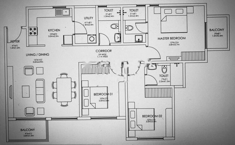 Floor Plan, godrej-24-sarjapur 3 Bedroom 1745 Sq.Ft. Apartment In Sarjapur Road Bangalore 10030785
