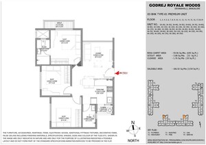 Floor Plan in 3 BHK Apartment at Godrej Royale Woods, Devanahalli – for Sale