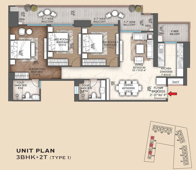 Floor Plan, signature-global-sarvam 3 Bedroom 2040 Sq.Ft. Apartment In Sector 37d Gurgaon 10034600