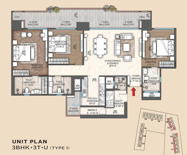 Floor Plan, signature-global-sarvam 3 Bedroom 2040 Sq.Ft. Apartment In Sector 37d Gurgaon 10034600