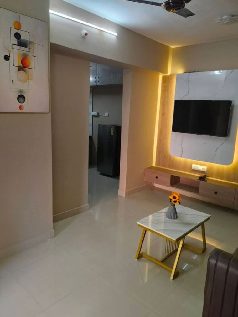 Living Room, blue-berry 2 Bedroom 850 Sq.Ft. Apartment In Kharadi Pune 10035832