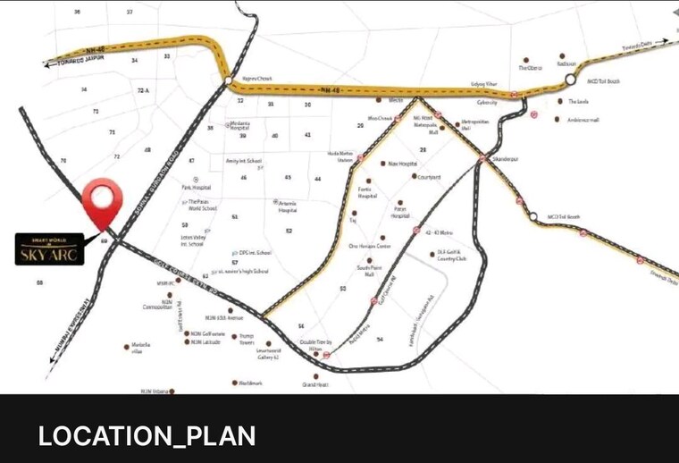 Map Location, smart-world-sky-arc 3 Bedroom 2355 Sq.Ft. Apartment In Sector 69 Gurgaon 10030939