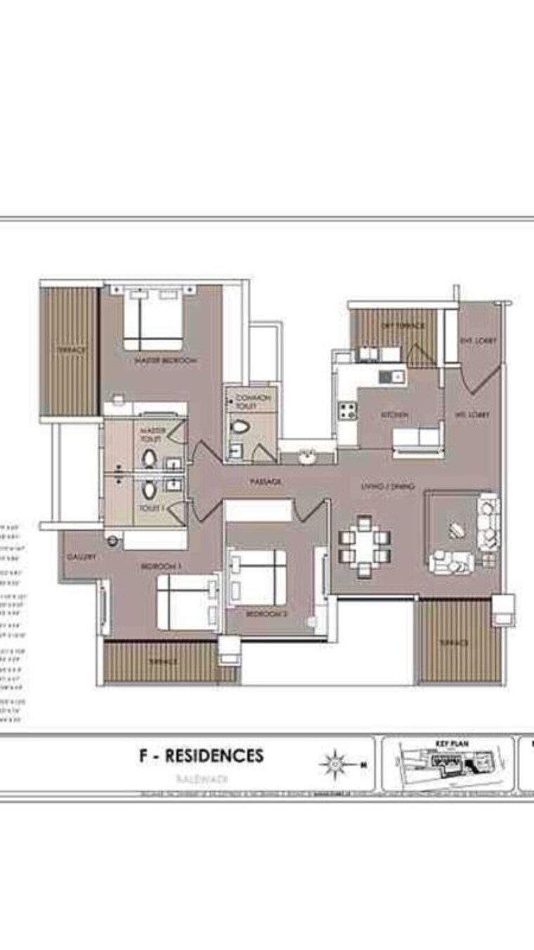 Floor Plan, eiffel-f-residences 3 Bedroom 1358 Sq.Ft. Apartment In Balewadi Pune 10029220