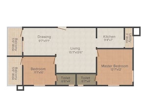 Floor Plan in 2 BHK Apartment at Amrutha Apartment, Lb Nagar – for Sale
