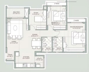 Floor Plan in 3 BHK Apartment at Goyal Orchid Piccadilly, Thanisandra Main Road – for Sale
