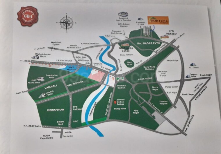 Map Location, vasu-fortune-residency-phase-ii 3 Bedroom 1325 Sq.Ft. Apartment In Raj Nagar Extension Ghaziabad 10040059