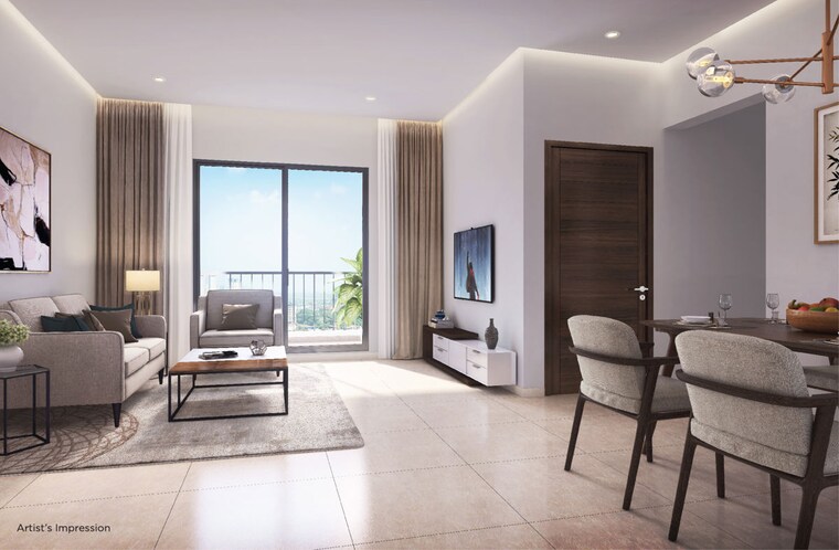 Living Room, shapoorji-pallonji-joyville-hadapsar-annexe 2.5 Bedroom 815 Sq.Ft. Apartment In Hadapsar Pune 10040469