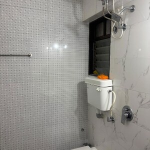 Bathroom in 1 BHK Apartment at Bhoomi Samarth C Wing, Sonawala Industry Estate – for Rent