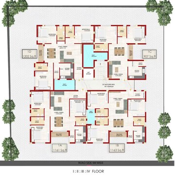 Floor Plan in 3 BHK Apartment at Saligramam – for Sale