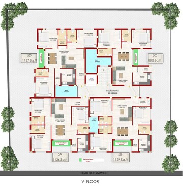 Floor Plan in 3 BHK Apartment at Saligramam – for Sale