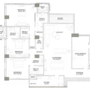 Floor Plan in 4 BHK Apartment at Worli – for Sale