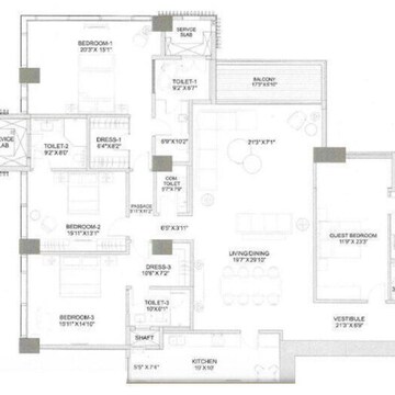 Floor Plan in 4 BHK Apartment at Worli – for Sale