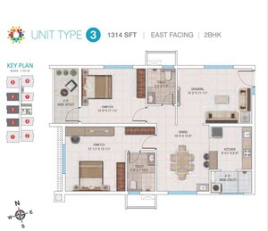 Floor Plan in 2 BHK Apartment at My Home Avatar, Gachibowli – for Sale