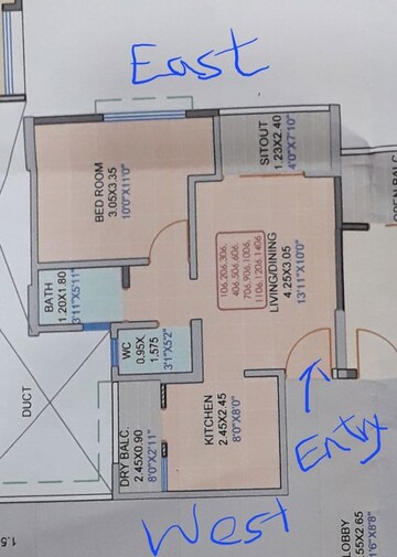 Floor Plan in 1 BHK Apartment at GK Aarcon, Punawale – for Sale