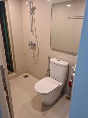 Bathroom in 1 BHK Apartment at KM Horizon Flora, Ghodbunder Road – for Rent