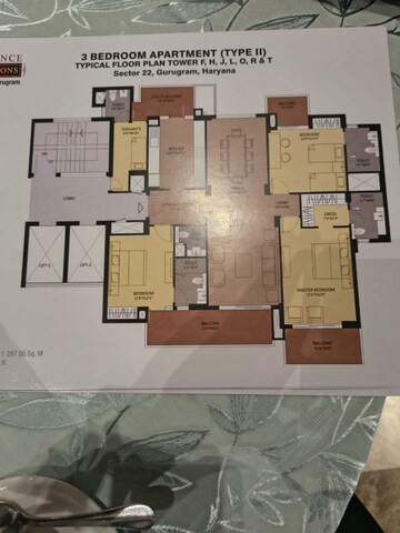 Master Bedroom in 3 BHK Apartment at Ambience Creacions, Sector 22 – for Rent