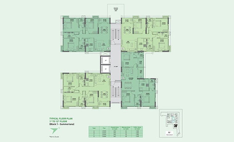 Floor Plan, realmark-seasonss 3 Bedroom 1215 Sq.Ft. Apartment In Joka Kolkata 10053546