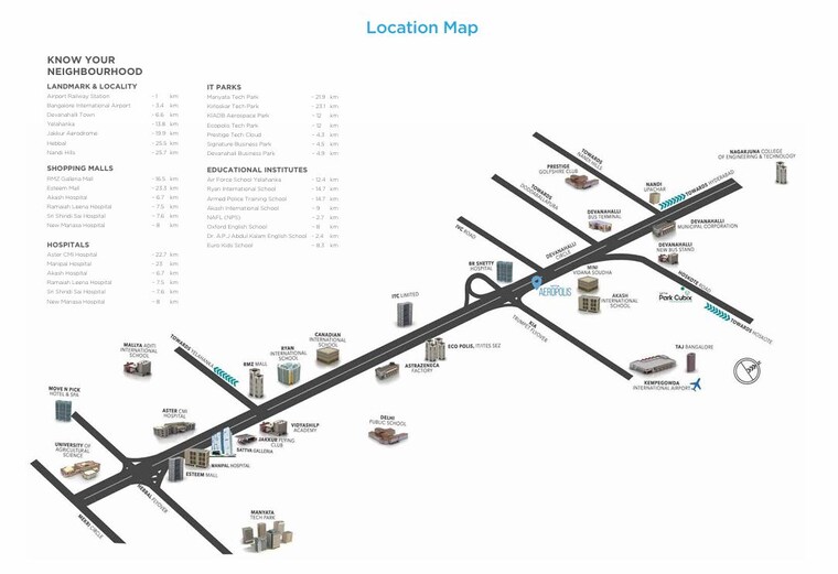 Map Location, salarpuria-sattva-aeropolis 3 Bedroom 1004 Sq.Ft. Apartment In Devanahalli Bangalore 10053814