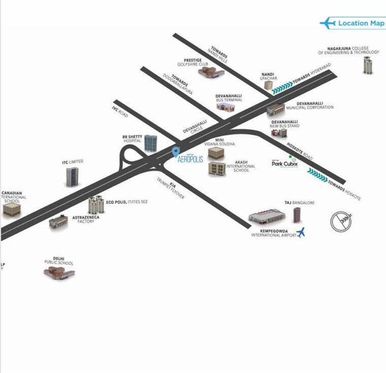 Map Location, salarpuria-sattva-aeropolis 3 Bedroom 1004 Sq.Ft. Apartment In Devanahalli Bangalore 10053814
