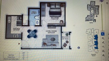 Floor Plan in 1 BHK Apartment at Prestige Lavender Fields, Varthur – for Sale