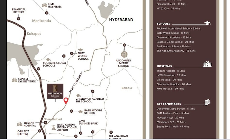 Map Location, ramky-the-eminent 3 Bedroom 2790 Sq.Ft. Apartment In Gaganpahad Hyderabad 10056086