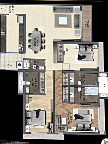 Floor Plan in 3 BHK Apartment at Sonam Opulence, Bhayandar East – for Sale
