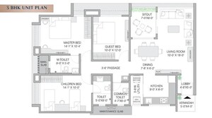Floor Plan in 3 BHK Apartment at A And A Breeza, Koregaon Park – for Sale