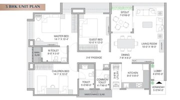 Floor Plan in 3 BHK Apartment at A And A Breeza, Koregaon Park – for Sale