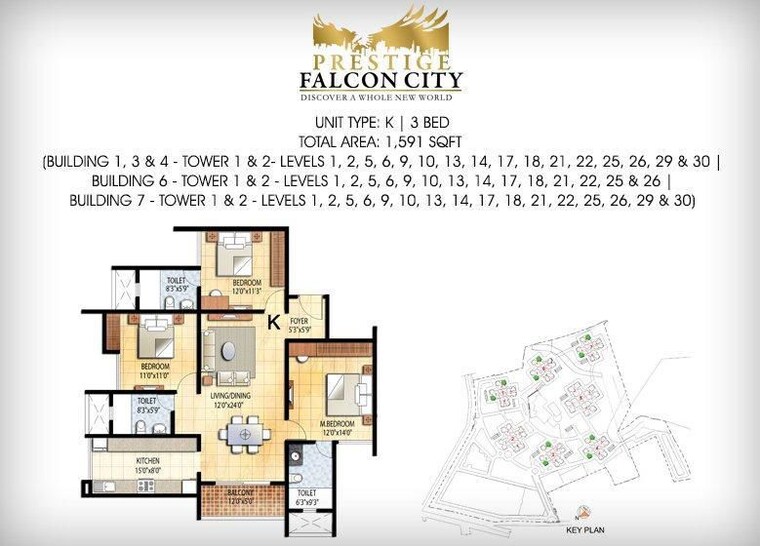 Master Plan, prestige-falcon-city 3 Bedroom 1624 Sq.Ft. Apartment In Konanakunte Bangalore 10057317