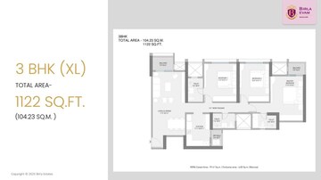 Floor Plan in 2 BHK Apartment at Birla Evam, Manjri Budruk – for Sale