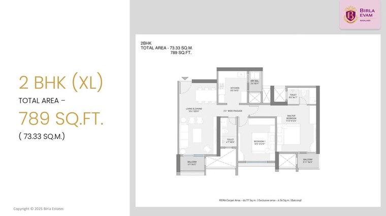 Floor Plan, birla-evam 3 Bedroom 936 Sq.Ft. Apartment In Manjri Budruk Pune 10058195