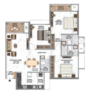 Floor Plan in 4 BHK Penthouse at Darumbre – for Sale